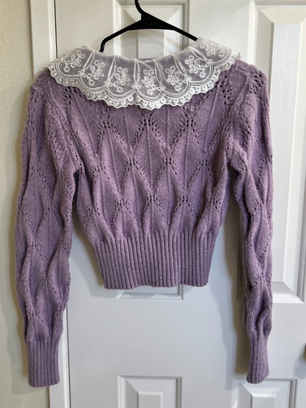 Women Peter Pan Lace Collar, Lilac, Size XS - Picture 2 of 6